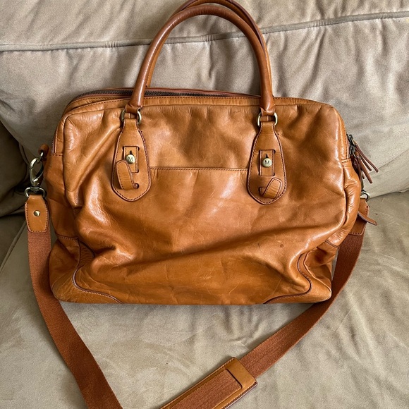 Margot New York Genuine Leather Tote Large Purse Travel Double Zip Storage - Picture 2 of 9